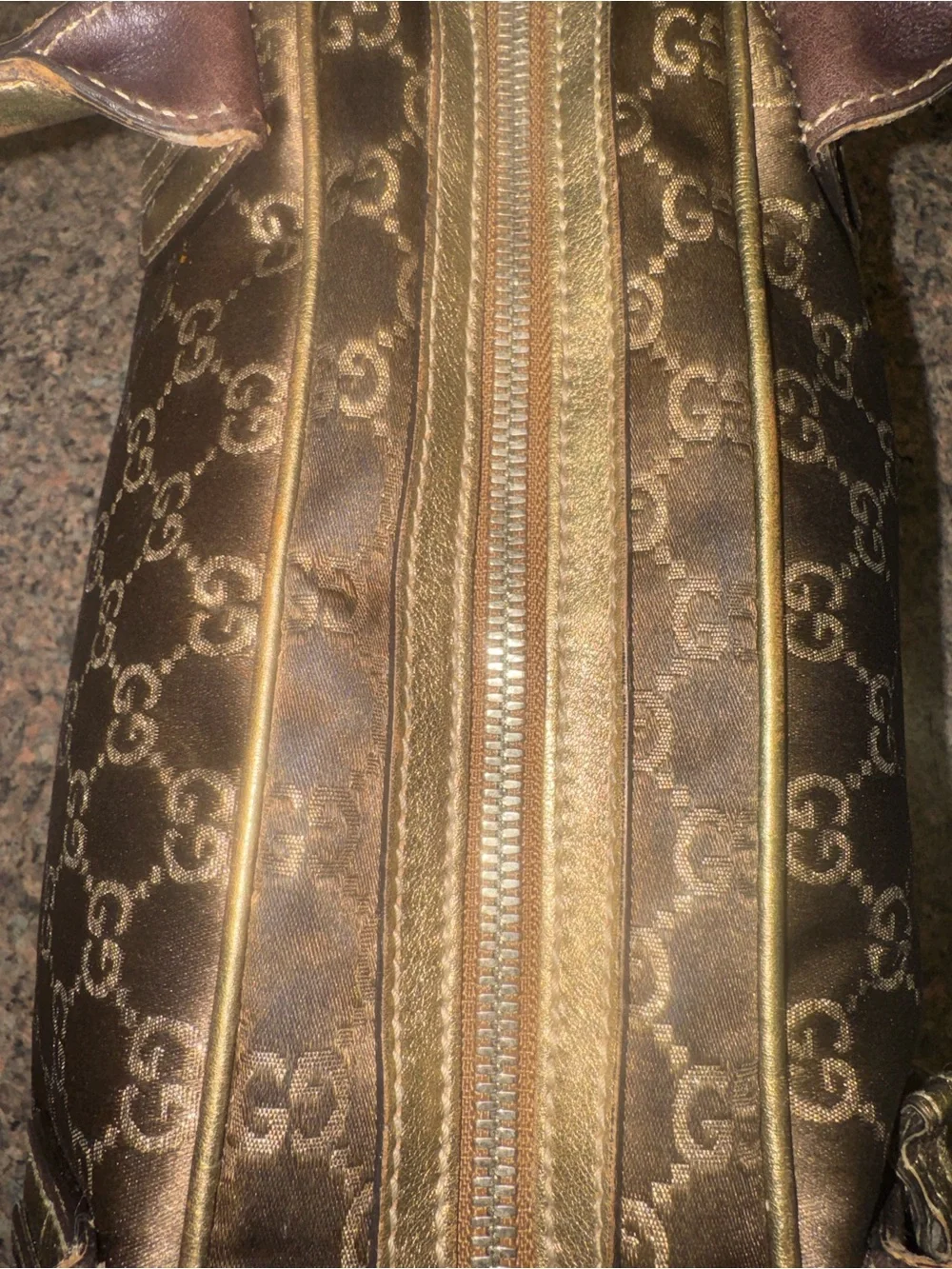 Gucci princy Brown/gold Monogram Boston Bag EUC (guaranteed authentic)